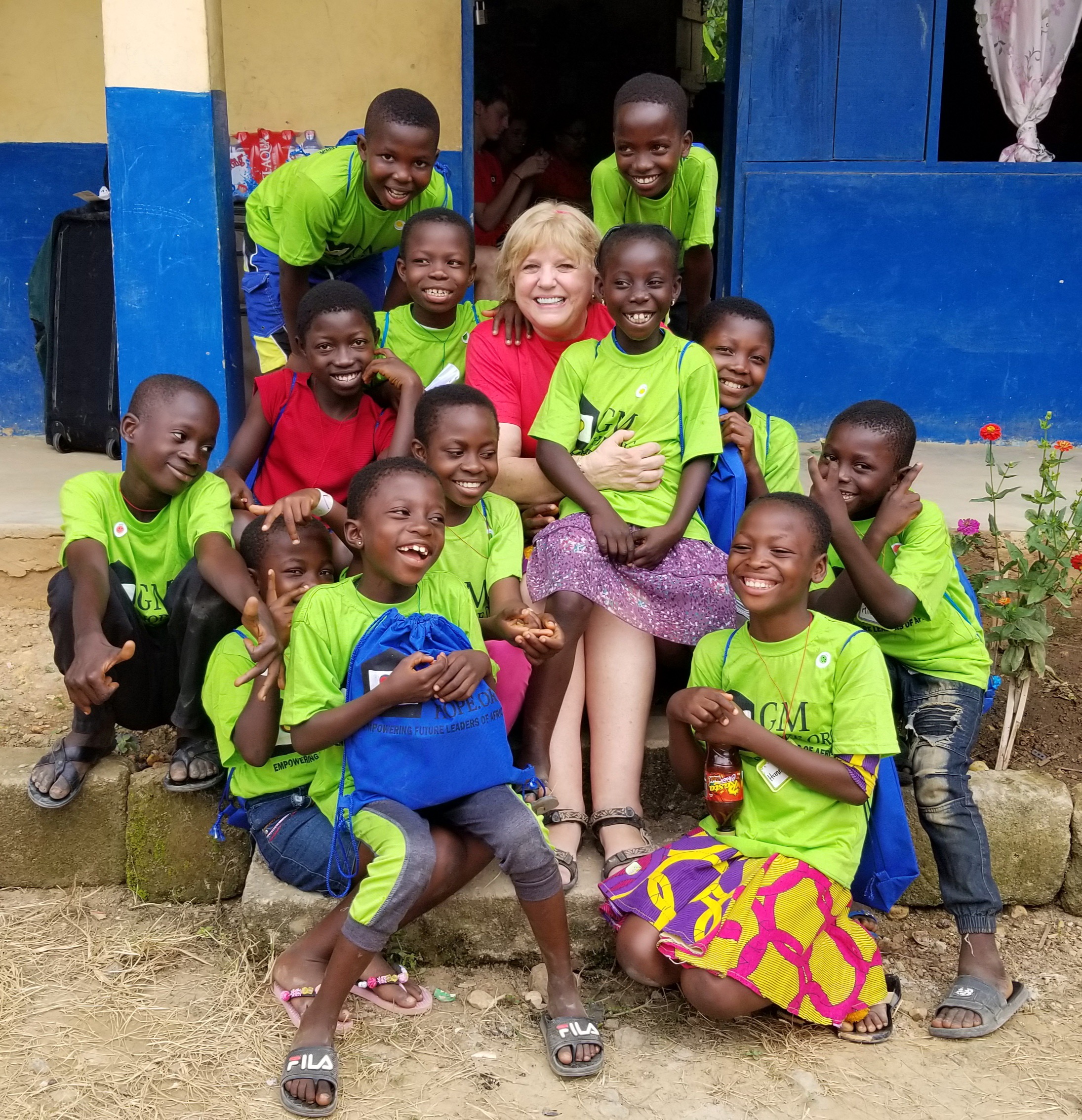 Debi Frock with her Ghanaian students.