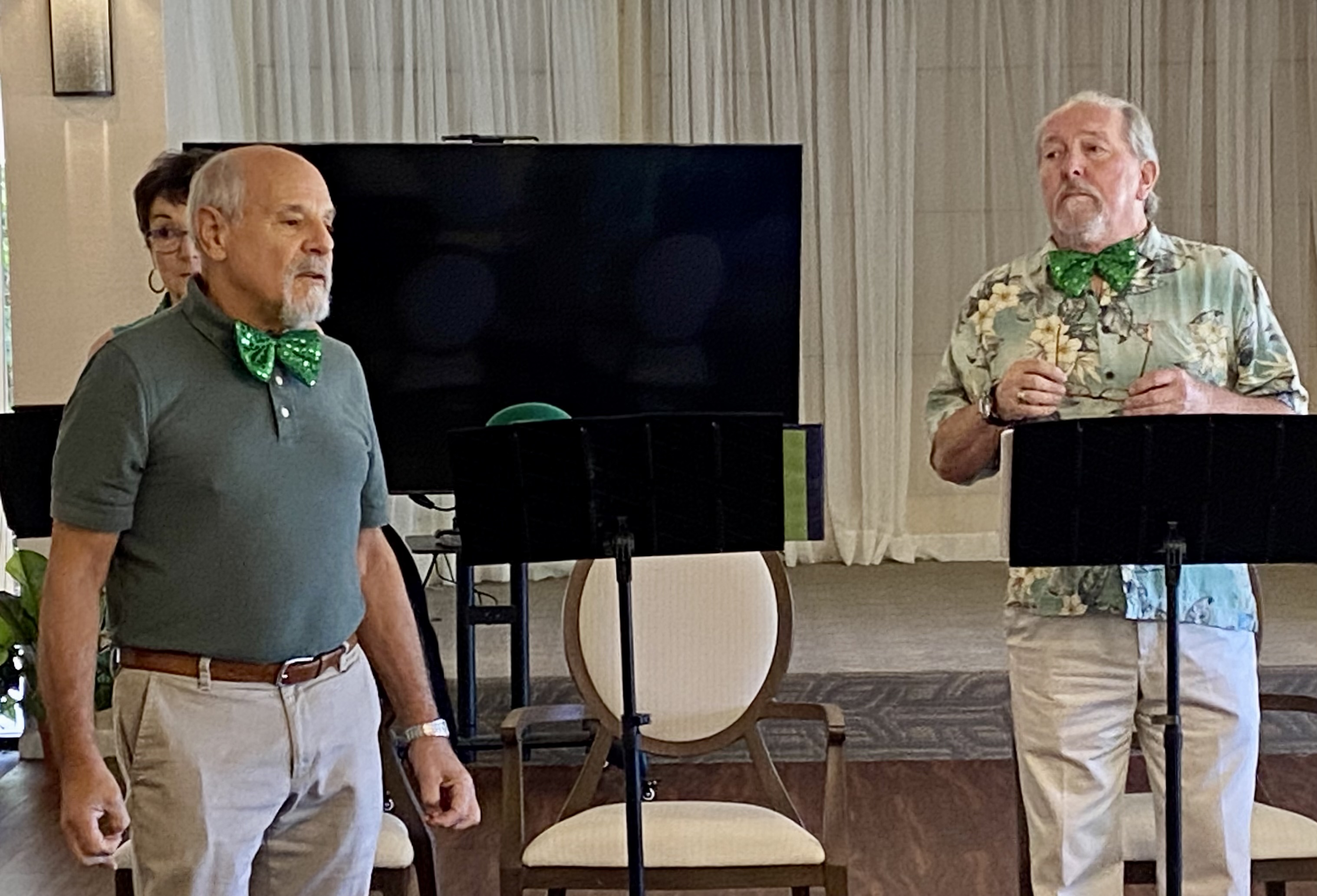 David Meyersburg and David Coe entertained at the St. Patrick's Day Luncheon.